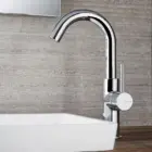 Rubinetteria Bugnatese, monocomando lavabo da appoggio con canna tonda girevole, minimalista tondo serie Kobuk in finitura cromo