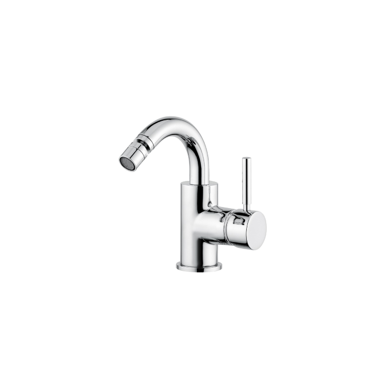 Miscelatore monocomando da bidet con canna girevole, con scarico 1" 1/4 e flex inox.