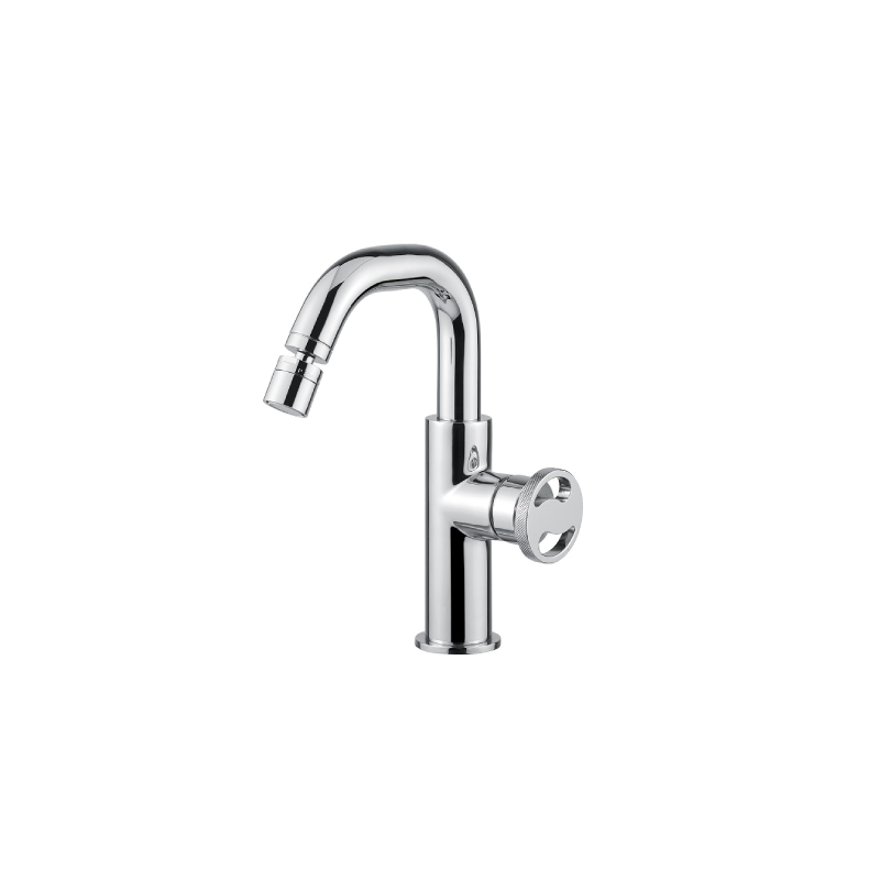 Miscelatore monocomando da bidet con canna girevole, senza scarico con flex inox.