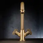 Rubinetteria Bugnatese, monoforo lavabo da appoggio doppio comando tradizionale stile Neo Barocco, serie Olympia in finitura bronzo.